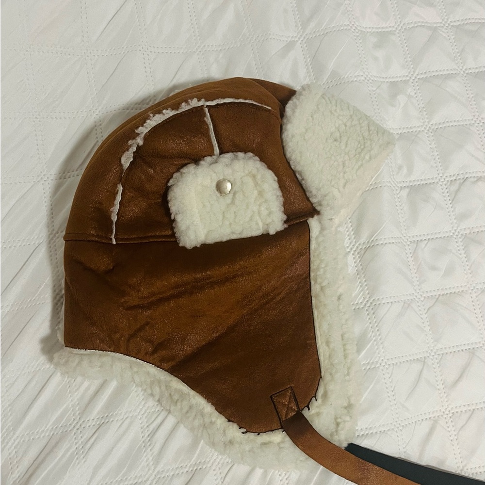 Brown Aviator Hat with Sherpa Lining